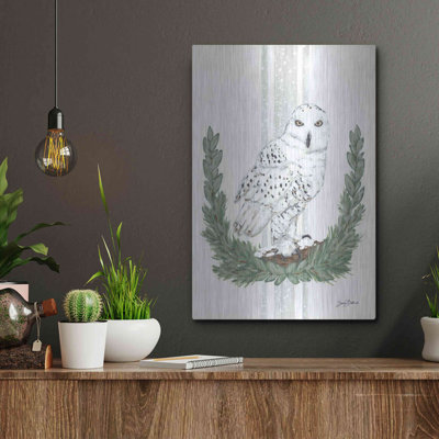 «Arctic Winter Owl» par Sara Baker, art mural en métal