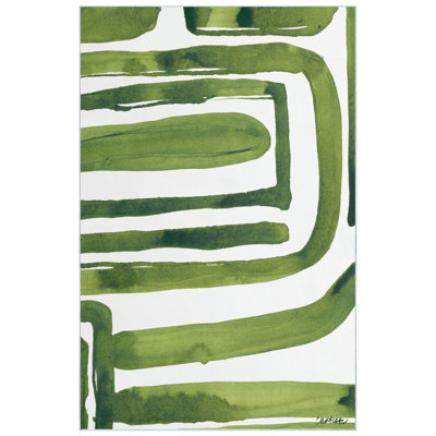 Green Labyrinth II Washable Abstract Area Rug, Power-loomed, Softness with Non-Slipping Backing