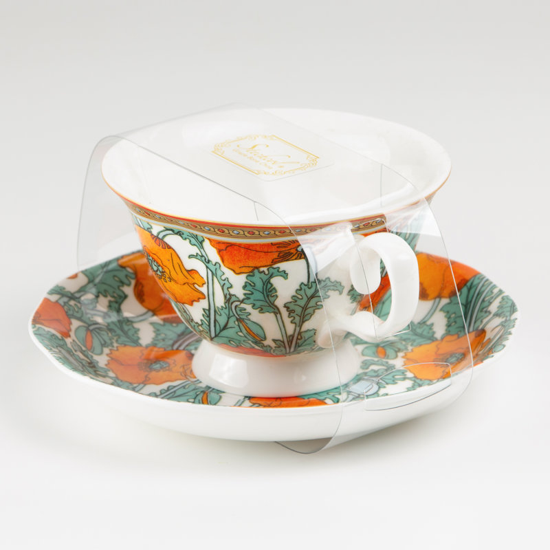 Ensemble de 2 tasses à thé et soucoupes Bone China Cali Poppy Field