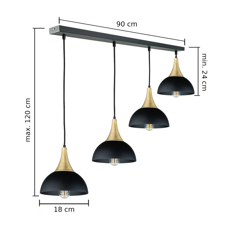 Marianne - Light Kitchen Island Pendant, 24 H x 96 W x 18 D cm, 4