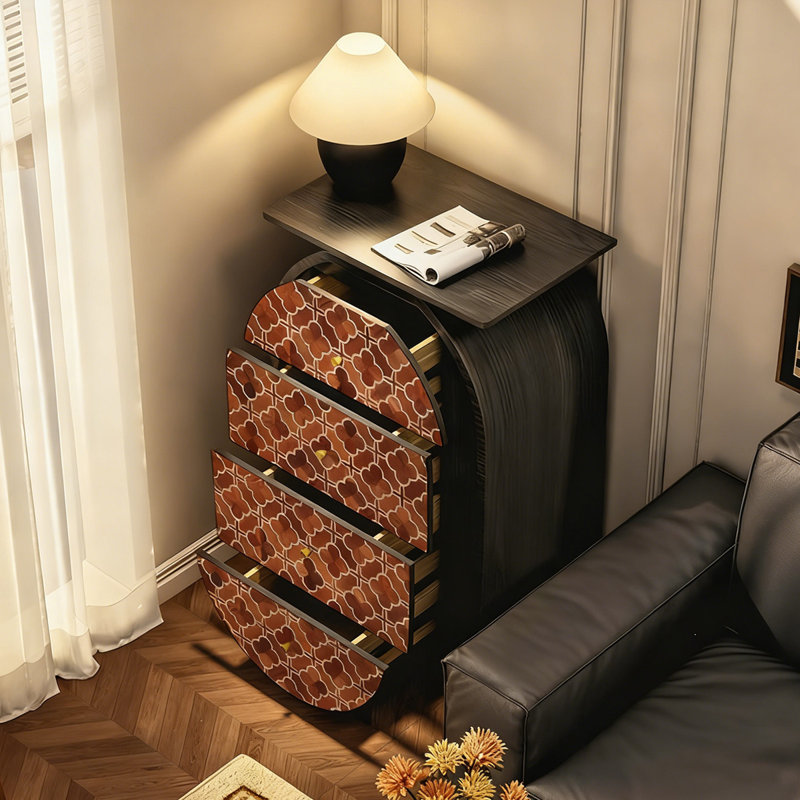 Armoire d'appoint moderne en bois massif, Noir