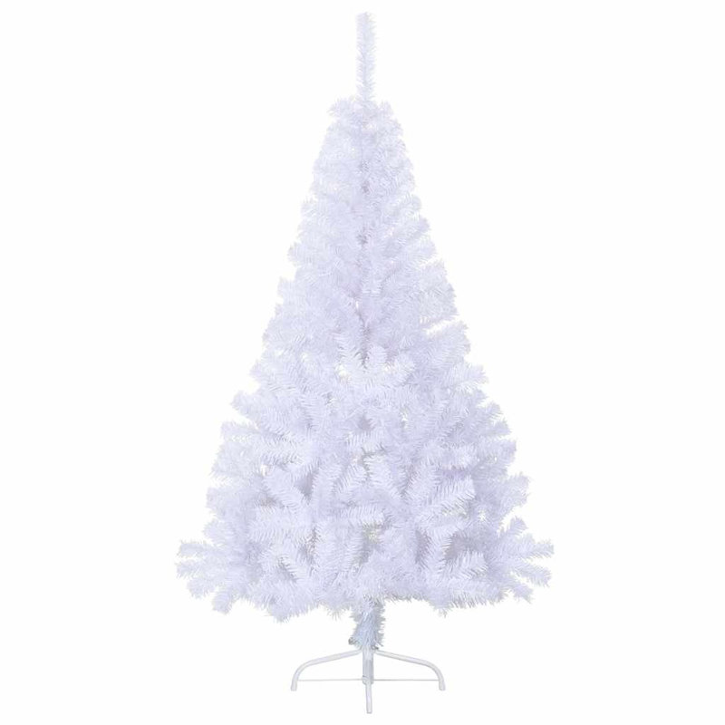 Moitié de sapin de Noël artificiel en acier et PVC blanc 59,1 pouces, H 5 pi