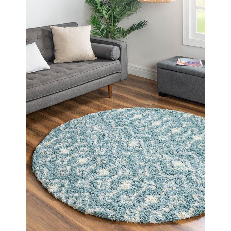 Tapis bleu clair Griego, Rond 3 pi 1 po