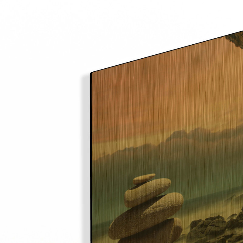 Tableau mural en métal doré « Feng Shui » de luxe, 40,6 cm x 30,5 cm, 16 po x 12 po