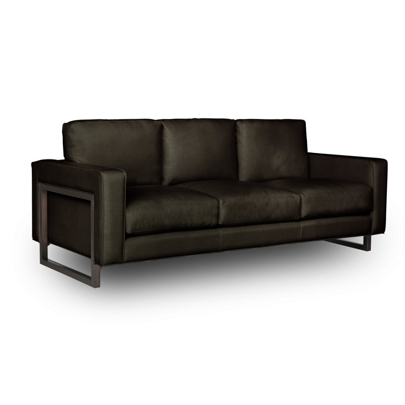 Penelope 84'' Leather Sofa, Dark Walnut (Dreamer), Satin Dark Bronze