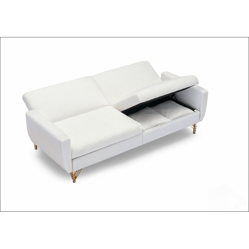 Canapé-lit en velours de 74,41 pouces avec dossier à réglage séparé et fonction de rangement