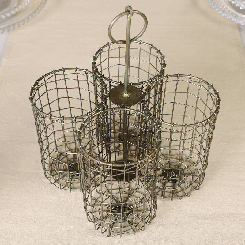 Bracondale Metal Flatware Caddy, Antique Grey