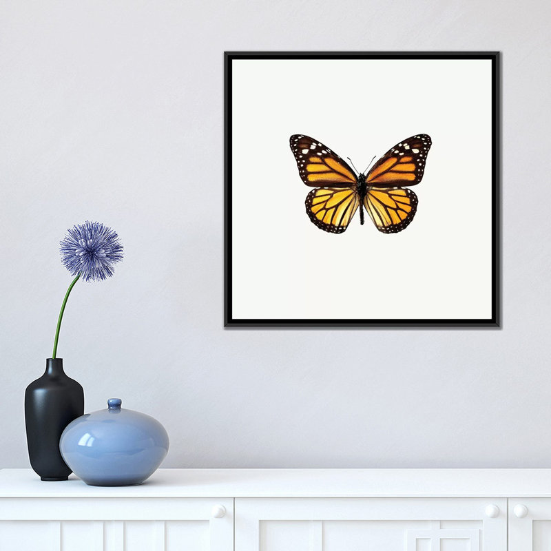«Yellow Butterfly I», impression sur toile, H 18 po x l 18 po x P 1,5 po, Toile avec cadre noir