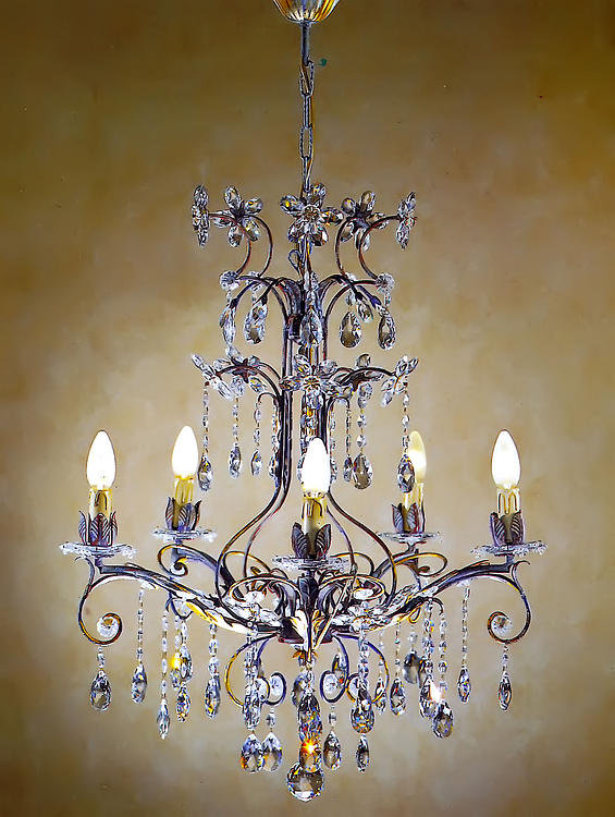 5 - Light Candle Style Empire Chandelier, Swarovski