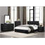 Commode contemporaine en similicuir noir avec 6 tiroirs spacieux pour un rangement moderne et durable