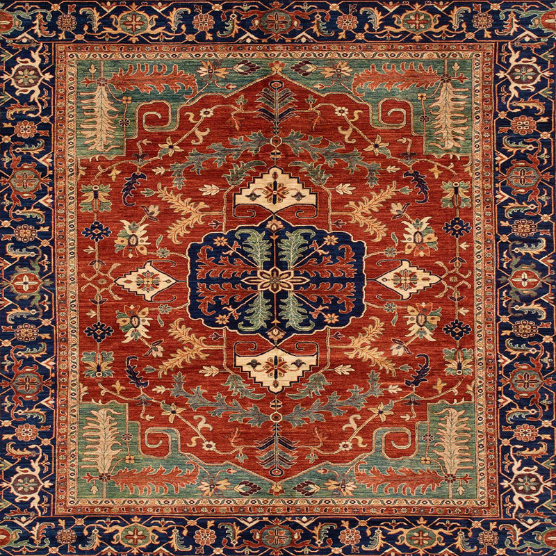 Tapis abstrait à motif abstrait moderne 4103, Carré 7 pi