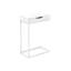 Table d'appoint moderne, structure en métal blanc et surface en stratifié avec rangement pour la table de salon et la base