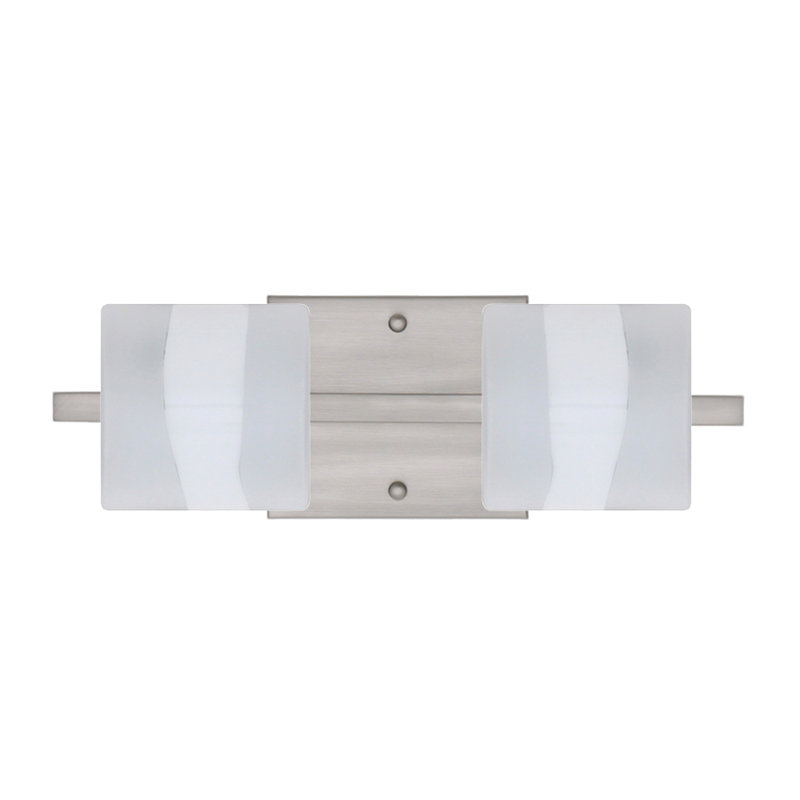 Éclairage pour meuble-lavabo 2 lumières Marquard, Nickel satiné, Opale givrée