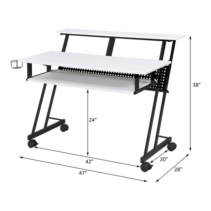 Bureau de studio d'enregistrement de musique suitor, finition blanche et noire
