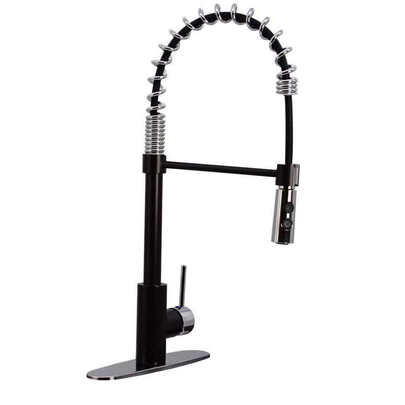 Westbrass Pull Down Spray Kitchen Faucet, Oil Rubbed Bronze/Polished Chrome