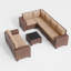 Ensemble de conversation modulaire en rotin pour 7 personnes avec coussins-101984280-101984277
