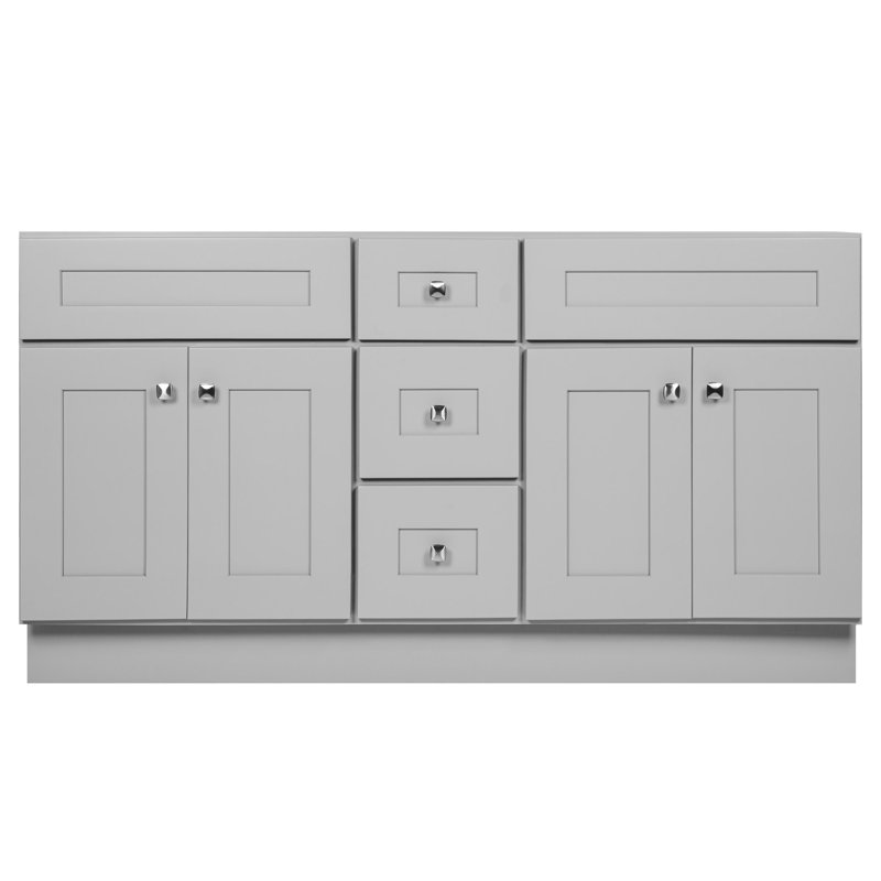 Brookings 60-Inch Gray Shaker Bathroom Vanity Cabinet