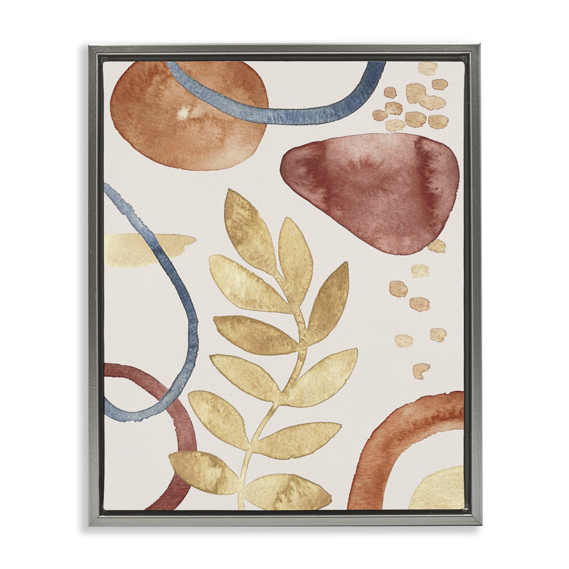 Cadre flottant Organic Earth Tones & Leaf, design par Camila Juncos, Cadre flottant gris lustré, H 31 po x l 25 po