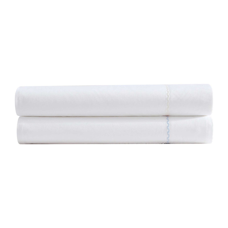 Ensemble de draps en coton percale Laura Ashley, Ensemble de draps pour lit simple avec 1 taie d'or, Blanc