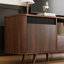 Meuble télé Mid-Century en bois avec design cannelé, station de charge intégrée et tiroir de rangement, console multimédia pour téléviseur de 65 po ou moins
