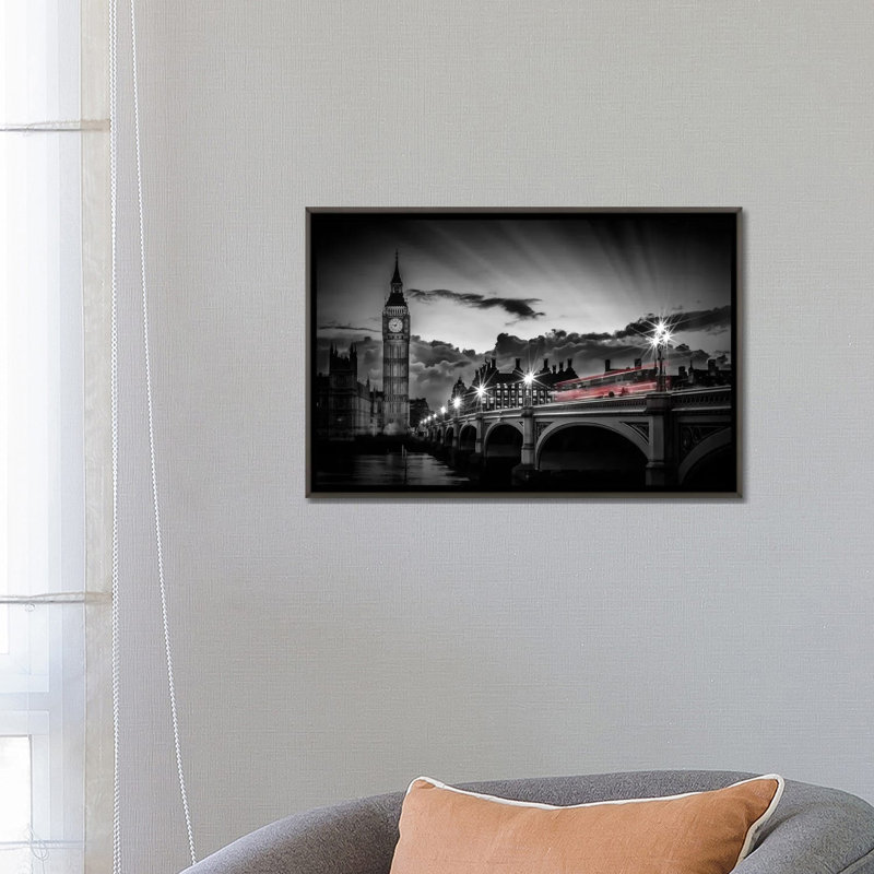 «London Westminster Bridge at Sunset» par Melanie Viola - impression, H 18 po x l 26 po x P 1,5 po, Pas de tapis