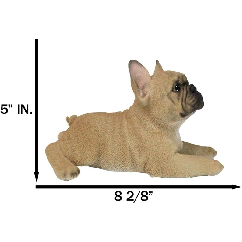 Sitting Realistic Adorable French Bulldog Puppy Dog Frenchie Figurine 8.25"L