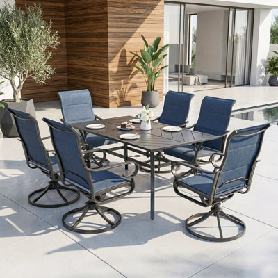 Ensemble de salle à manger rembourré 7 pièces avec trou pour parasol Burlington
