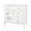 Meuble-lavabo autoportant de style campagne haut de gamme de 35,6 pouces avec verre à motifs, lumière à capteur de mouvement et amplement d'espace de rangement-617661362