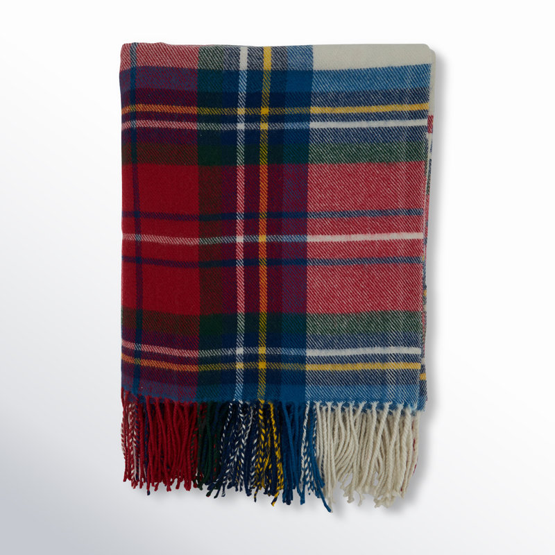 Multicolor Knitted Acrylic Plaid Throw Blanket 27" x 24.5"