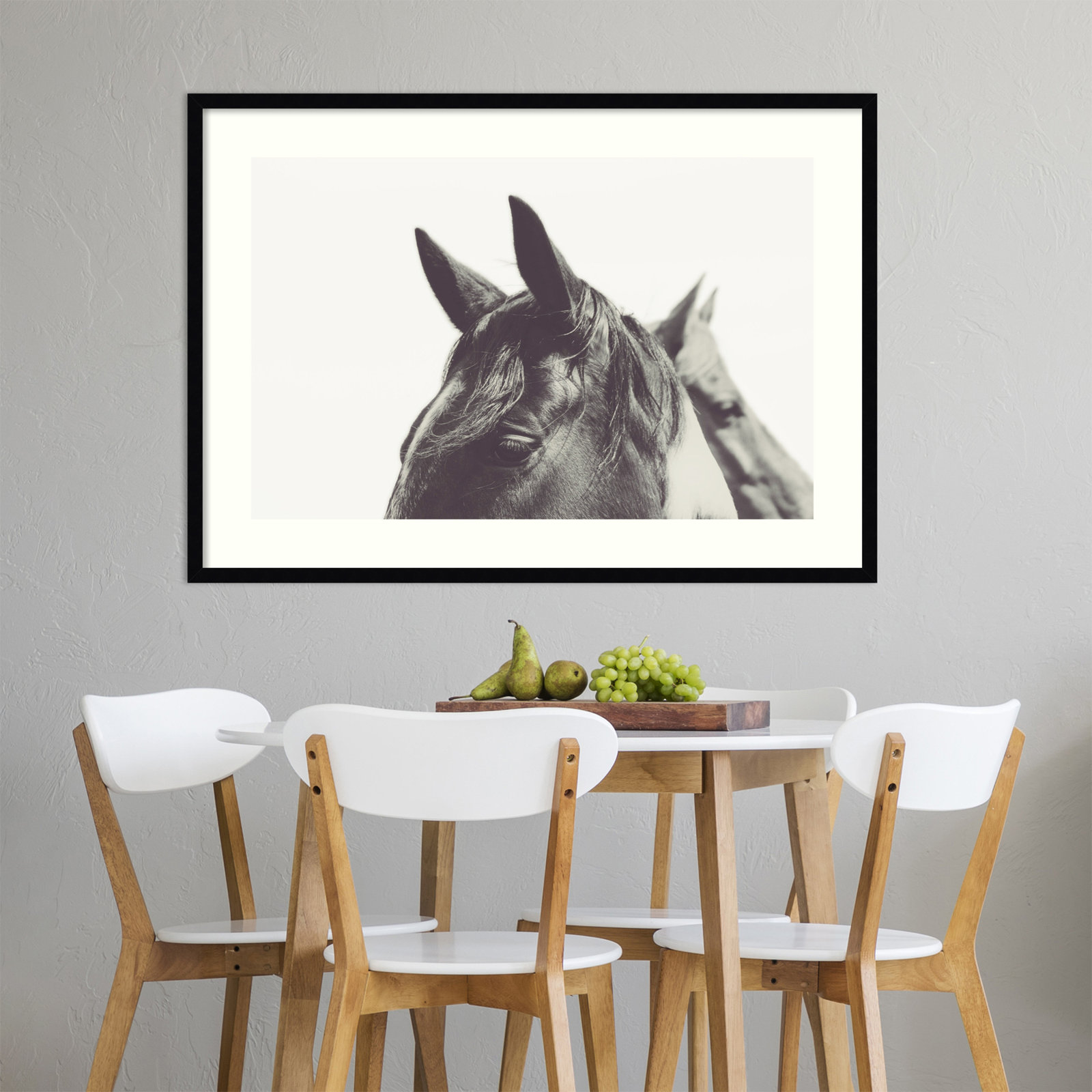 Horse Ears Macro Photo Print, Black Framed Paper, 29.38" H x 41.38" W x 0.88" D