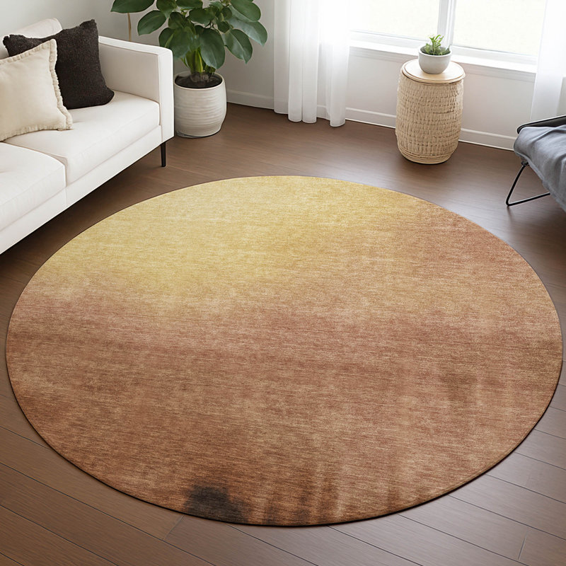 Machine Washable Indoor/Outdoor Chantille ACN2420 Abstract Rug, Round 8'