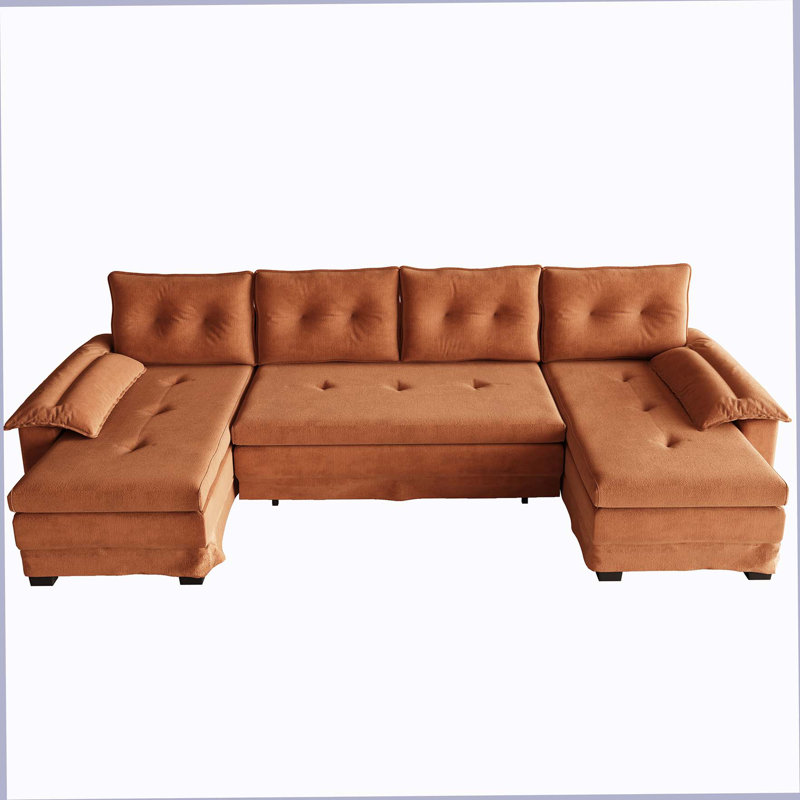 Canapé-lit de 109,5 po en forme de U avec lit escamotable, canapé-lit convertible 2 en 1 avec accoudoirs amovibles et ports USB, canapé modulaire surdimensionné avec méridienne pour salon / appartement