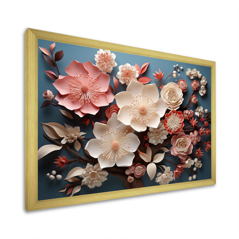 Asian Art Eernal Blossoms II, reproduction d'art sur toile, H 12 po x l 20 po x P 1 po, Encadrement doré