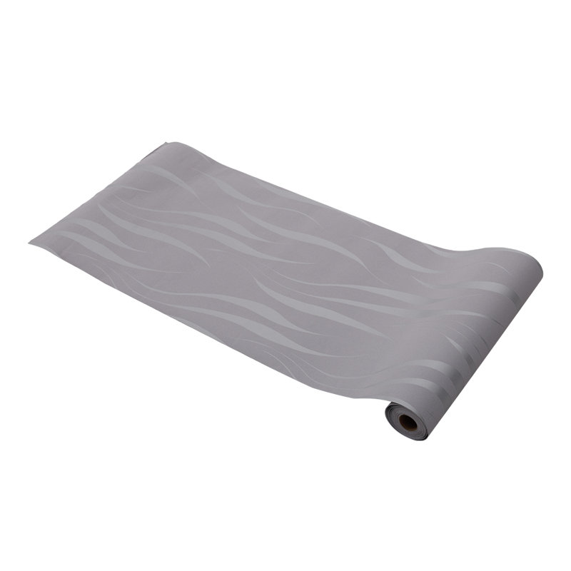 Silver Grey 3D Curved Stripe Prepasted Wallpaper