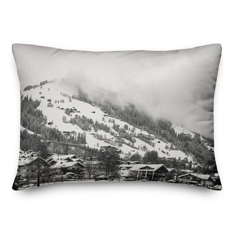  Housse de coussin et insert rectangulaire unsplash Grayscale Mountain