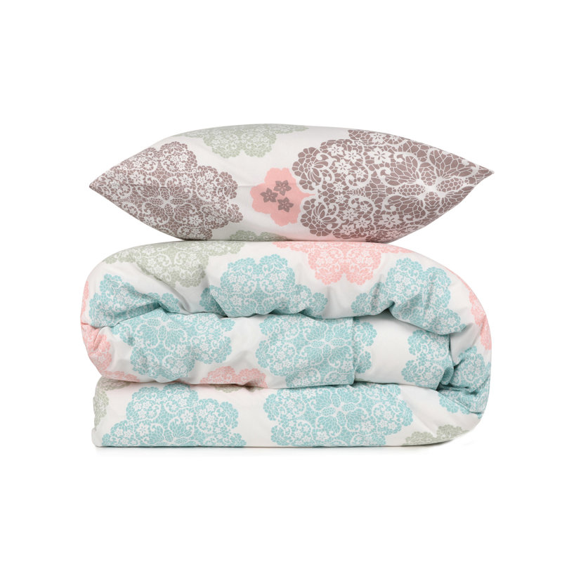 Ensemble de literie double piqué de haute qualité, 100% coton, comprend 2 taies d'oreiller (19,7 x 27,6 po), drap plat (86,6 x 94,5 po), piqué (78,7 x 90,6 po) | Doux, durable, lavable à la machine, turquoise élégant et vert