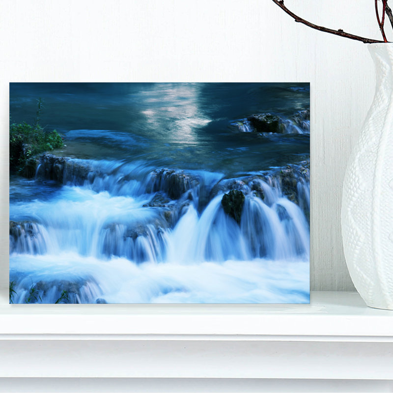 Beautiful Small Blue Waterfalls Landscape Canvas Print