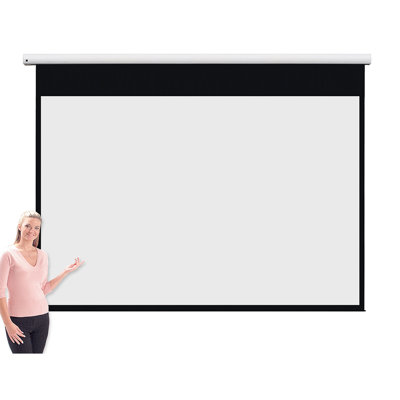 Pro Channel Fix White Electric Projection Screen