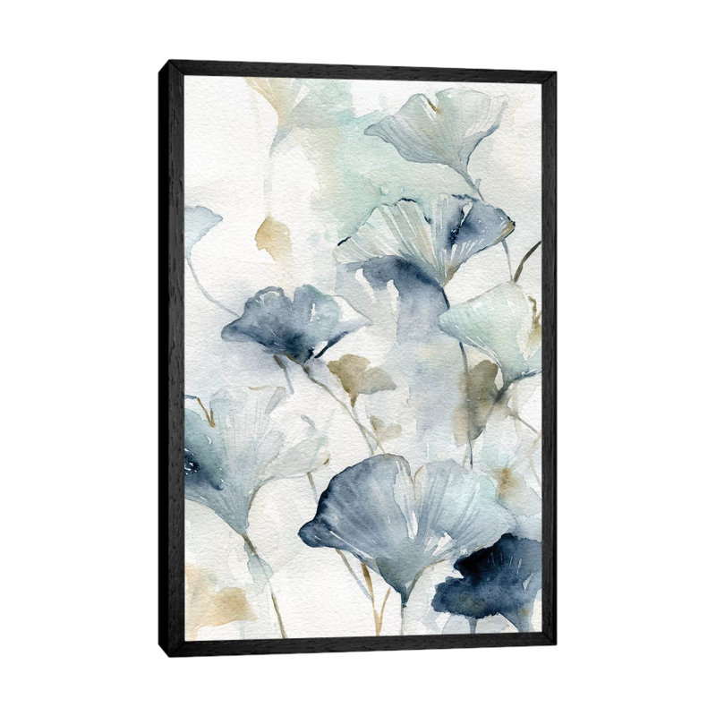 Indigo Gingko II by Carol Robinson - Painting, 152.5 cm H x 101.5 cm W, Black Framed