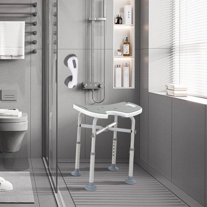 Adjustable 'u' Seat Shower Stool – Comfortable Padded Bath Chair For Seniors, Gray