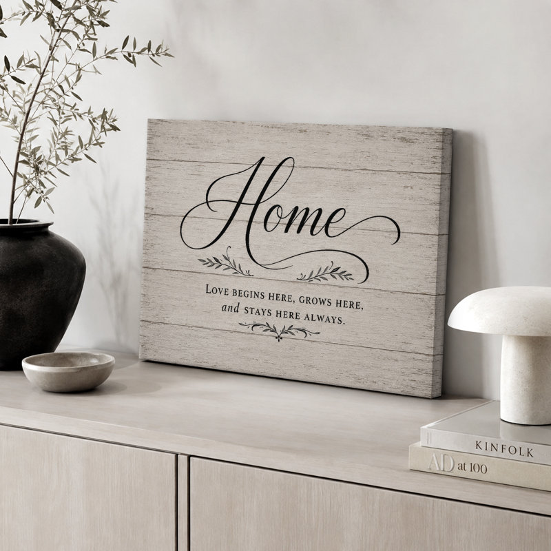 «Home Love Begins Here Farmhouse», œuvre d'art sur toile encadrée, impression sur toile, H 32 po x l 48 po x P 1,5 po