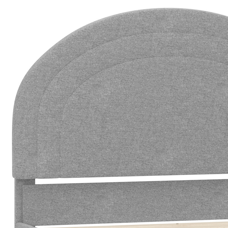 Structure de lit plateforme tapissier Aurey, Gris, Simple
