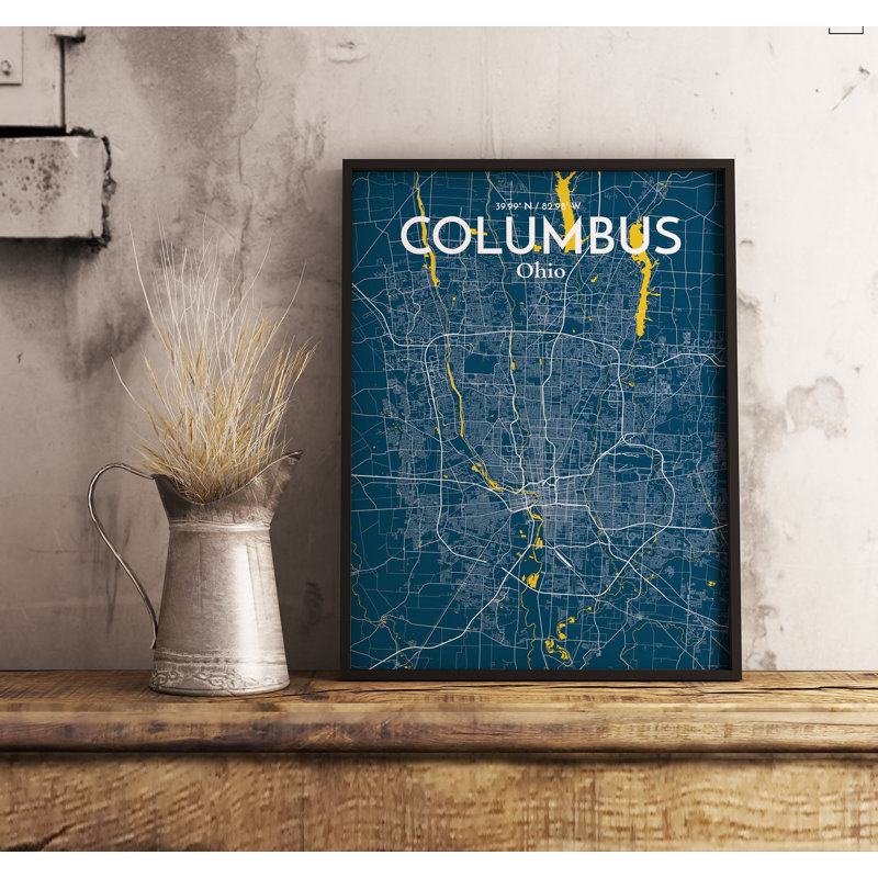 Columbus City Map - No Frame Print, 43.2 cm H x 27.9 cm W x 0.1cm D