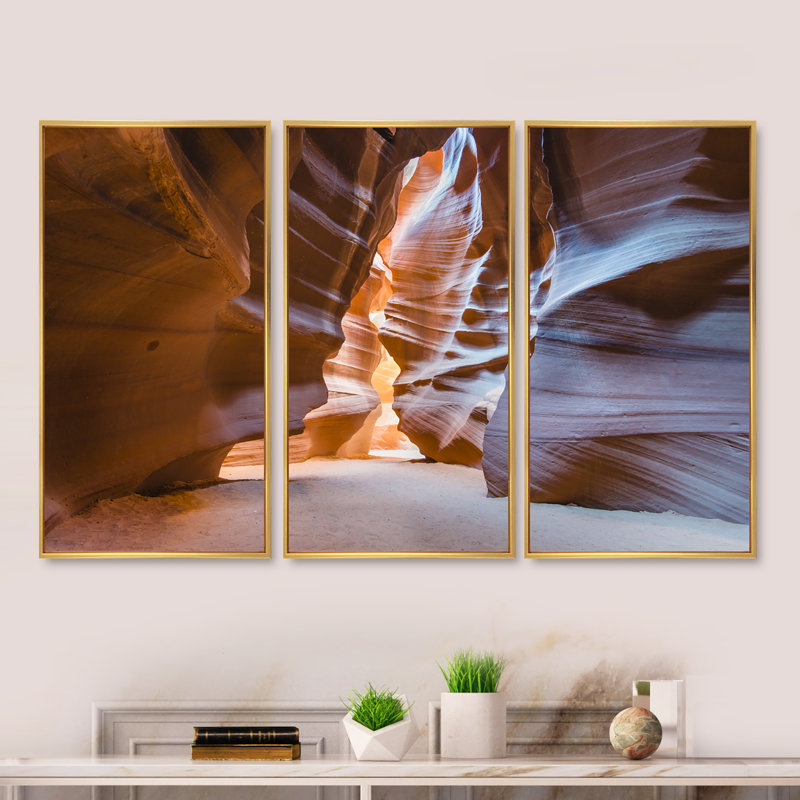 «Antelope Canyon Glow Inside», ensemble d'art mural sur toile encadré paysage, H 28 po x l 36 po x P 1 po, Or