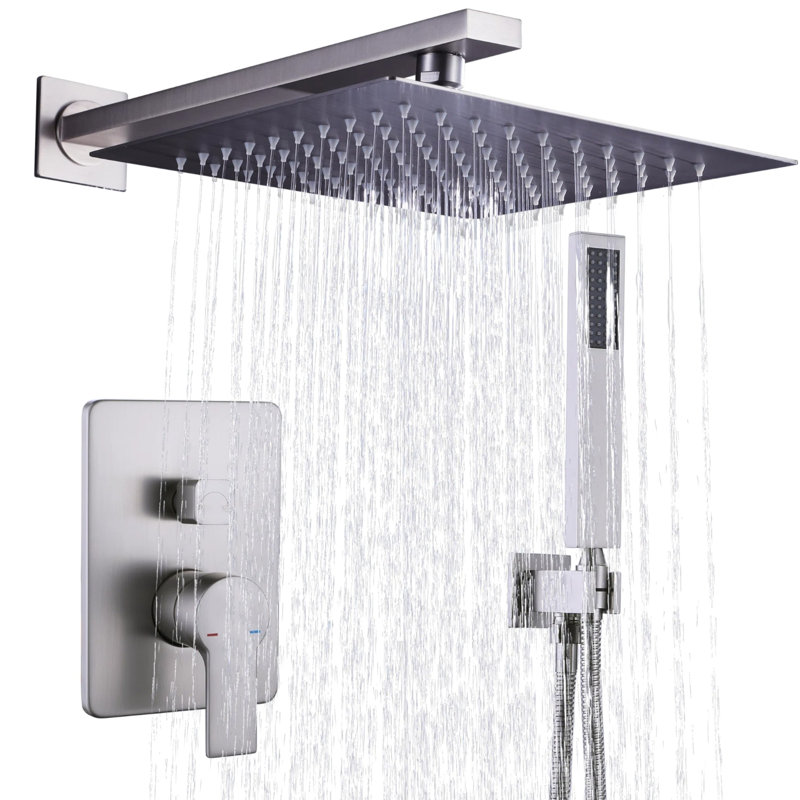 Système de robinet de douche à pression équilibrée 10 po avec douchette à main, Nickel brossé
