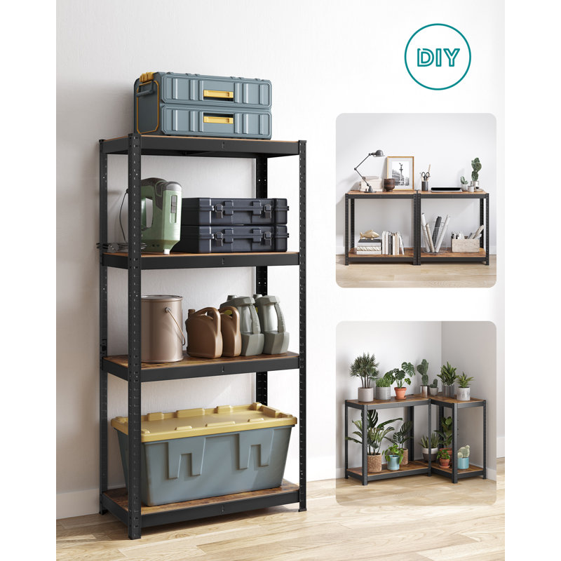 Agler 80cm W Steel Shelving Unit, Brown/Black