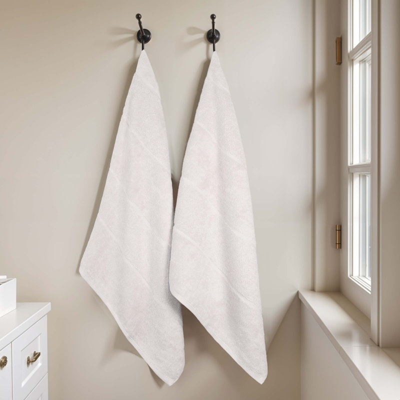 Mile Smart Twist Viscose Cotton Blend Medium Weight Solid Thick Border Towel Set, Silver, Bath Sheet - 2 Pack