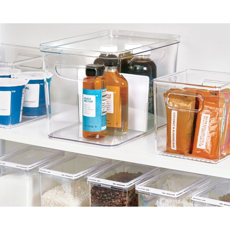  mDesign Plastic Stackable Kitchen Pantry Cabinet, Food Storage  Bin Box with Handles, Lid - Organizer for Packets, Jars, Snacks, Pasta - 4  Pack - Clear/Bamboo Lid: Home & Kitchen