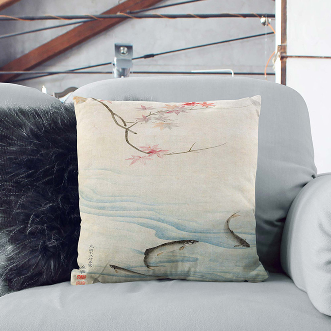 Fish in the Autumn by Maruyama Okyo Cushion with Filling