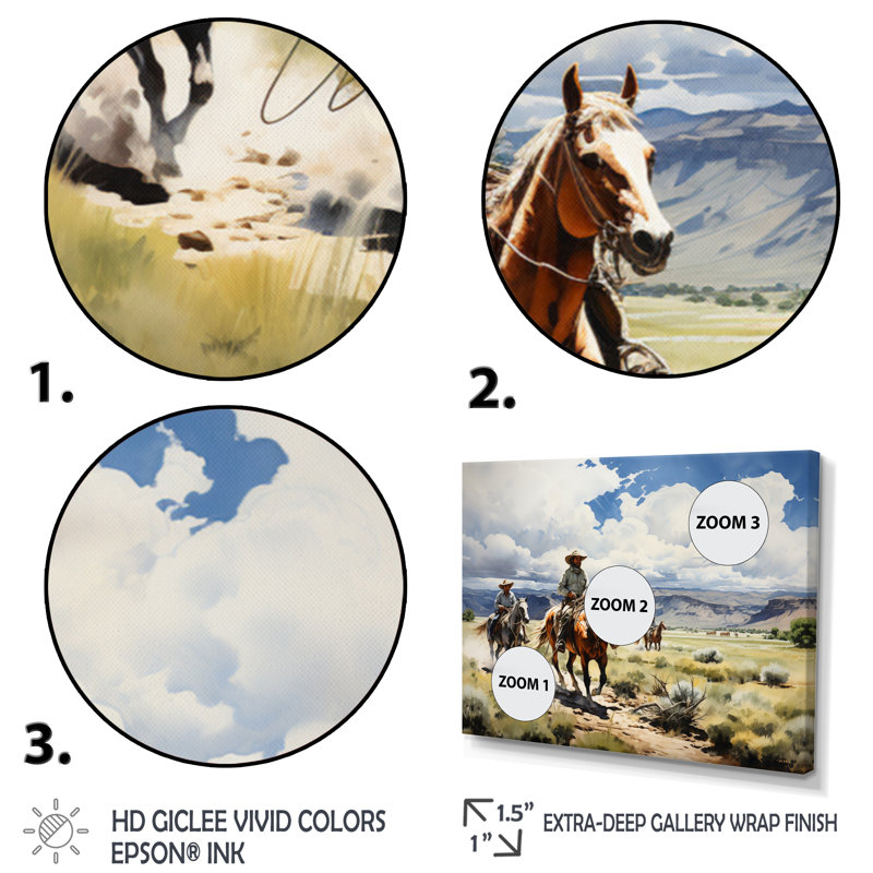 Keighan Cowboy Ranch Life - Cowboys Large, art mural, H 16 po x l 32 po x P 1 po, Toile tendue